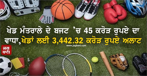 ਖੇਡ ਮੰਤਰਾਲੇ ਦੇ ਬਜਟ 'ਚ 45 ਕਰੋੜ ਰੁਪਏ ਦਾ ...